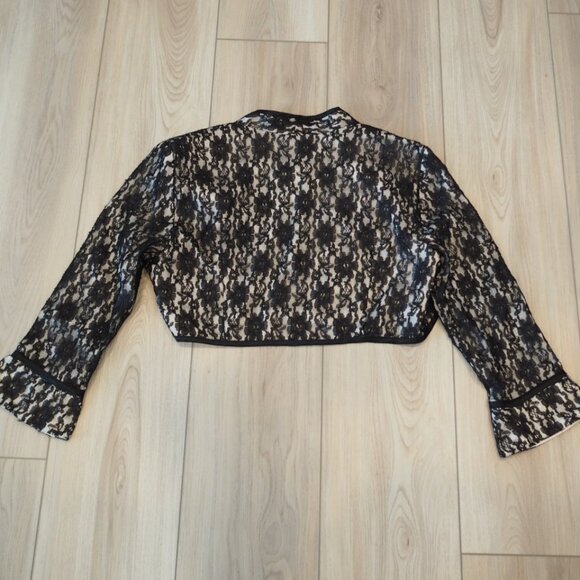 Vintage Y2K Whimsygoth Black Lace Bolero Jacket Sz 8 J.R. NITES Vampirecore - Picture 3 of 9